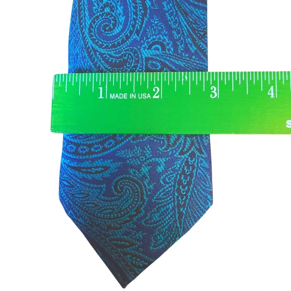 Givenchy Gentleman Paris Blue Teal Paisley Silk Tie Made in Italy Luxury Necktie